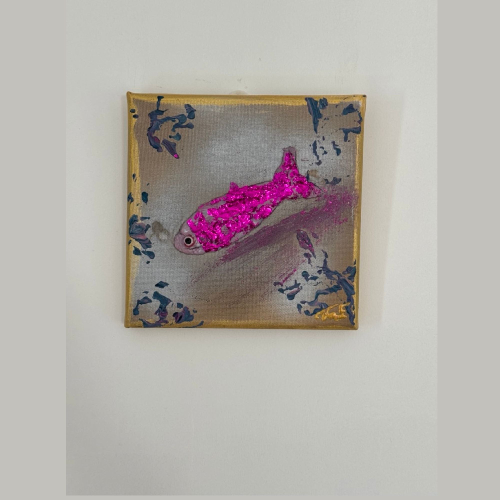 toile personnalisée enfant prénom poisson fuschia 
