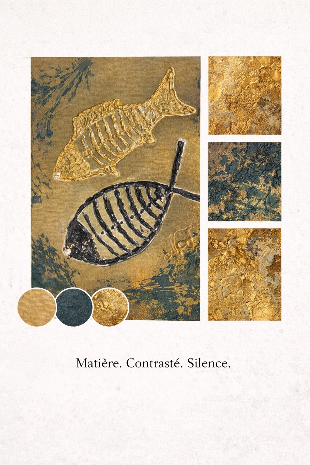 Moodboard matière et relier toile poisson