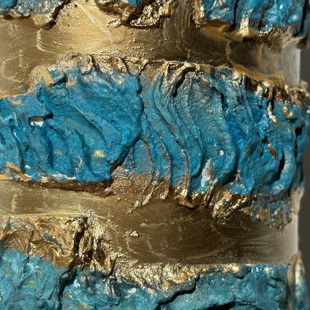 Texture du vase ocean bleu or