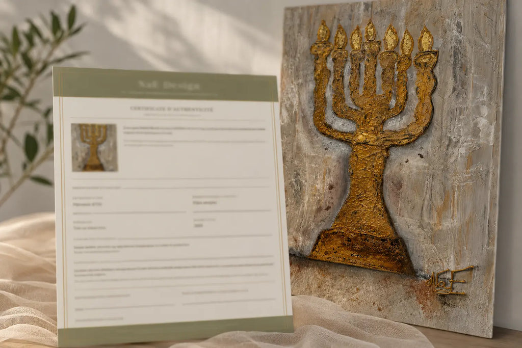 Certificat authenticité œuvre Menorah texturée NaE Design