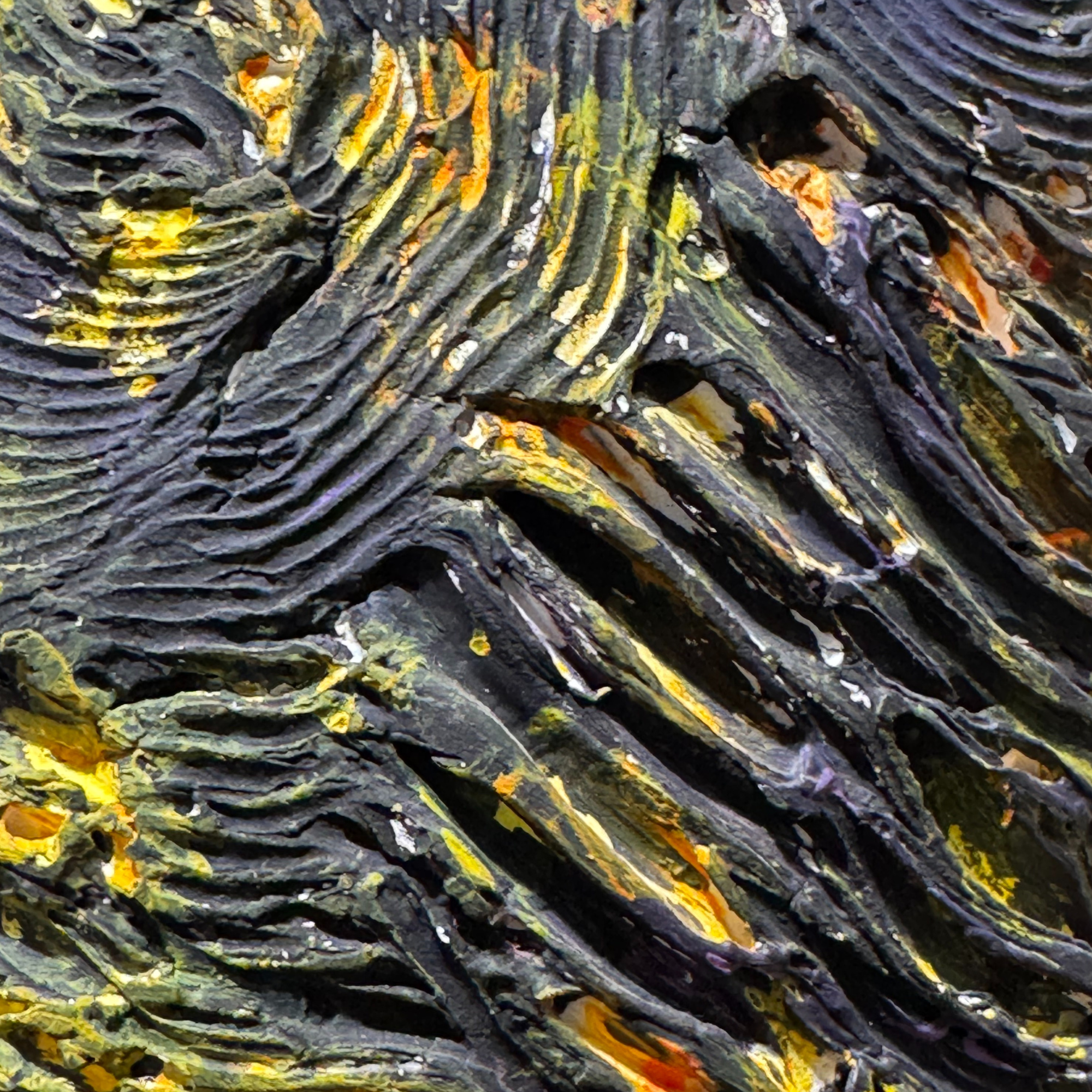 gros plan texture noir orange jaune