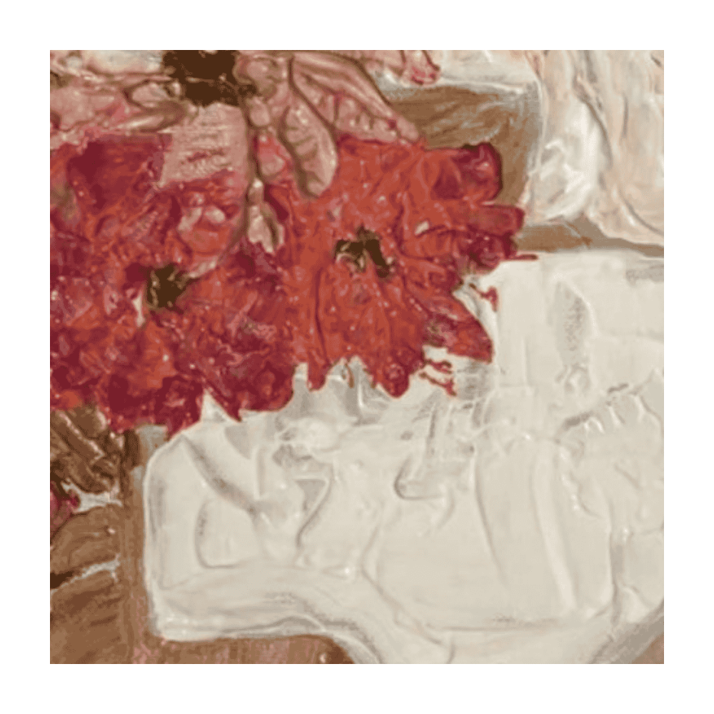 Gros plan toile fleur relief rose blanc orange