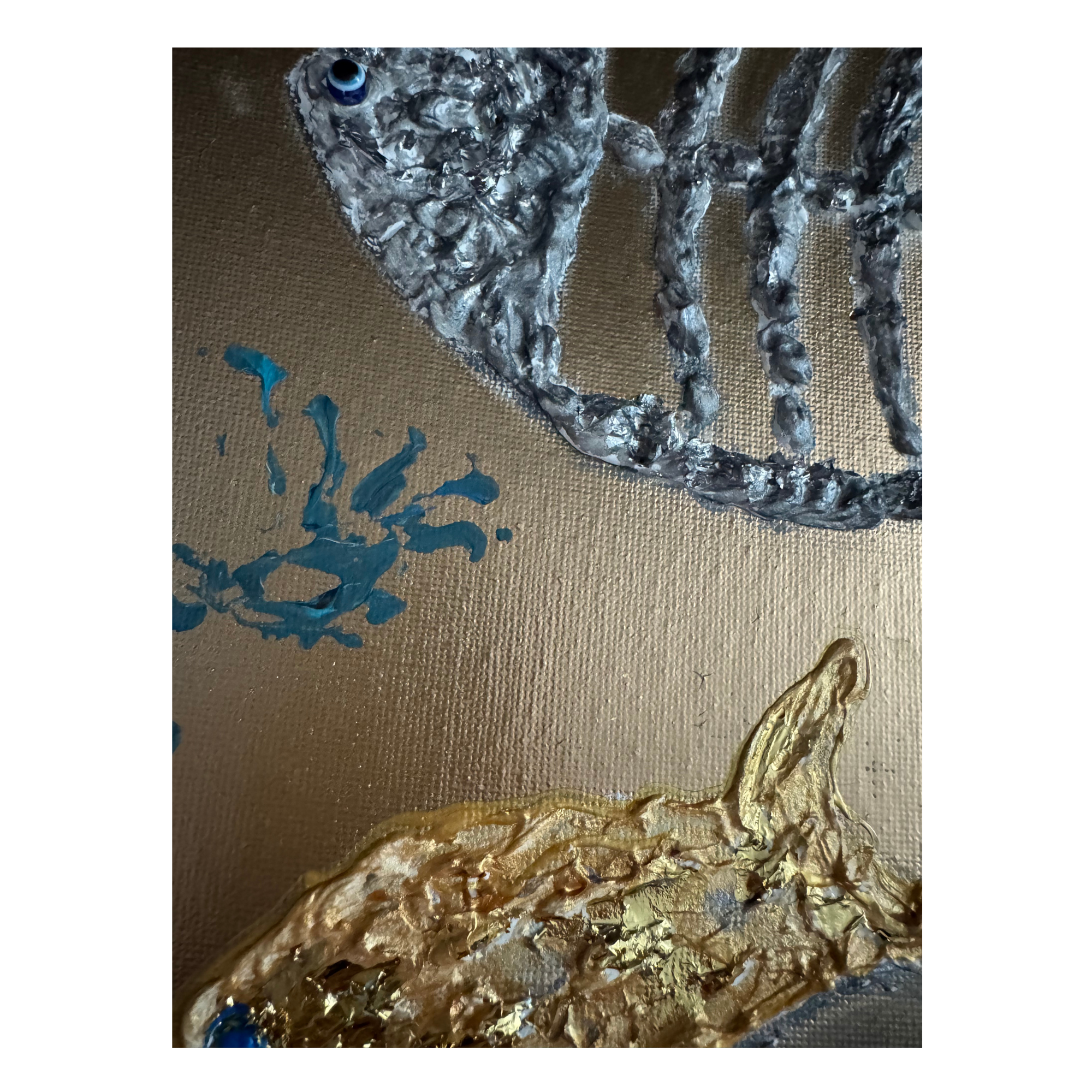 Gros plan texture toile texturée 3 poissons NaE
