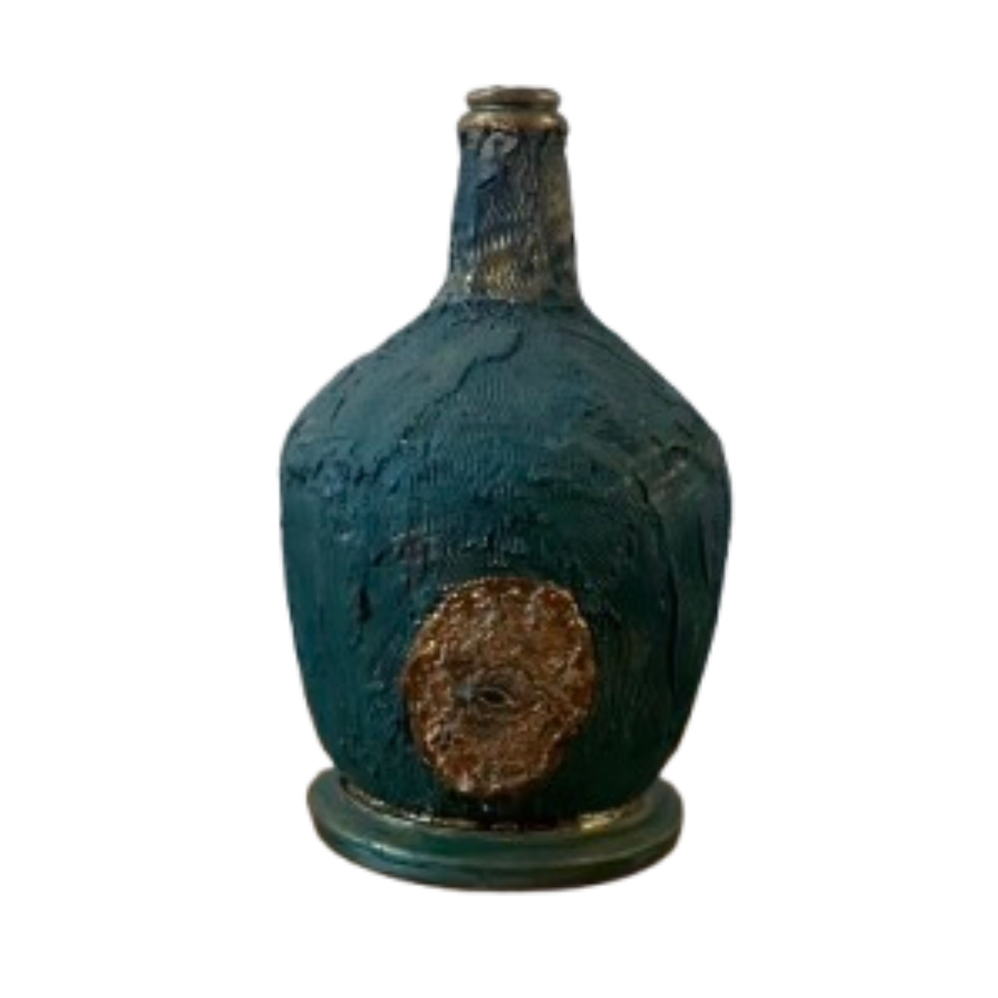 Vase bleu vert relierf oeil