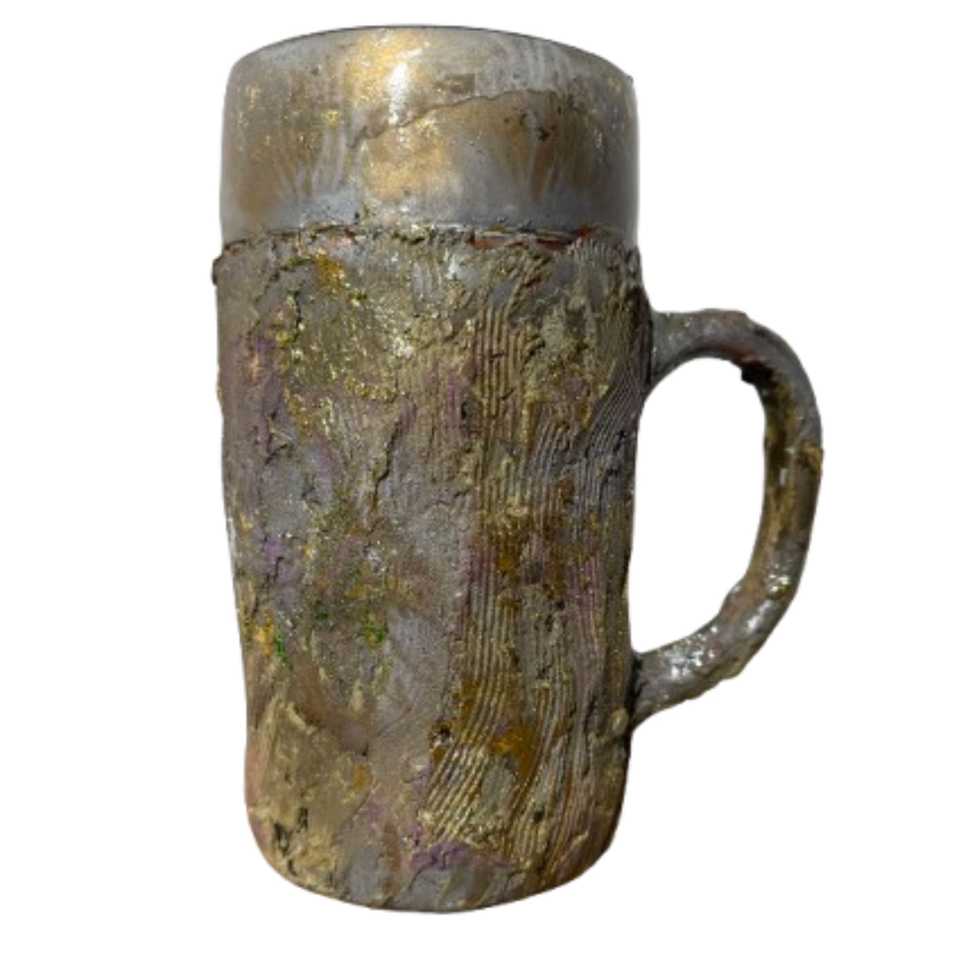 Vase avec poignée or gris argent pigments