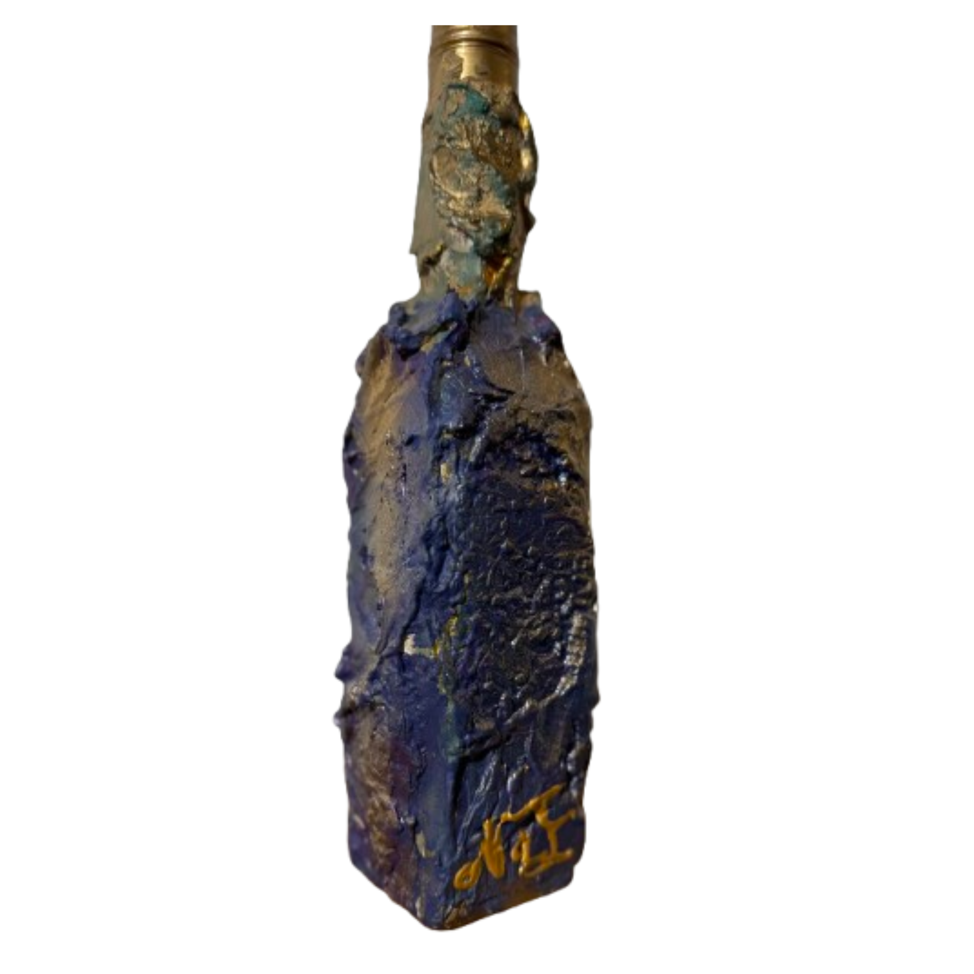 Vase bouteille artistique violet parme – Création NaE - Pièce unique