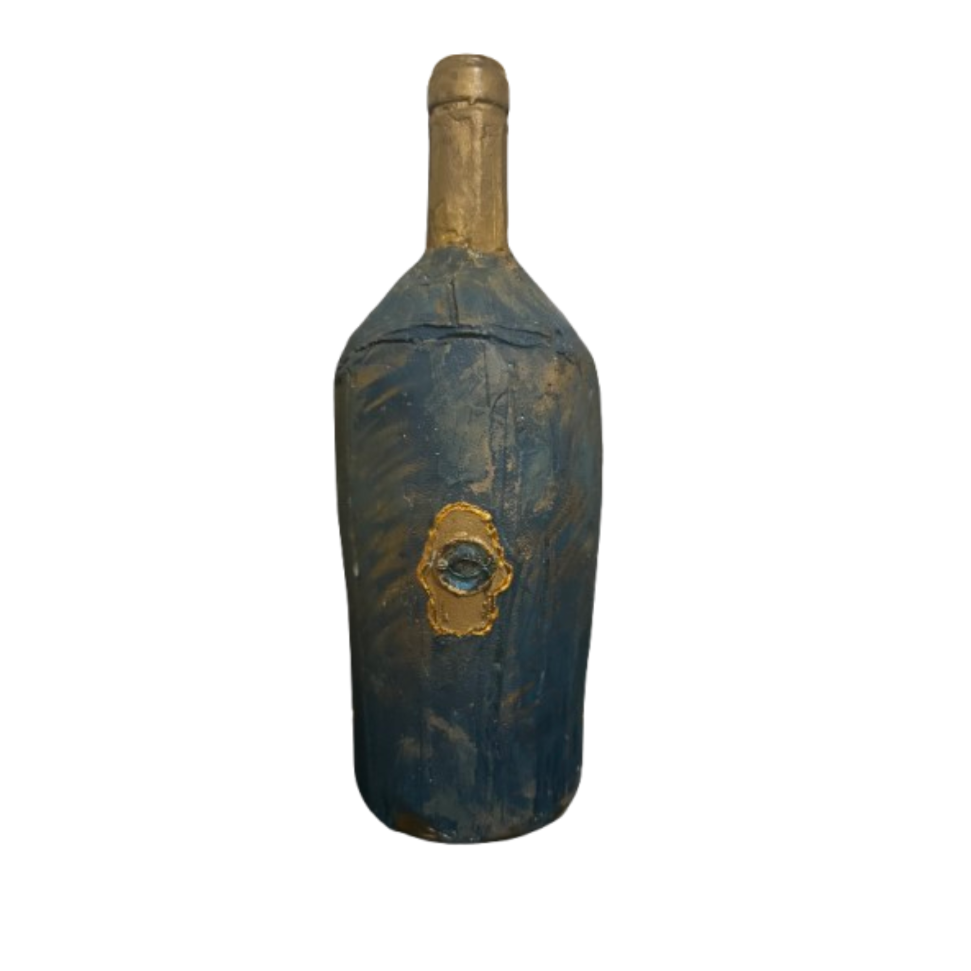 Bouteille décorative NaE Design en relief bleu et doré 