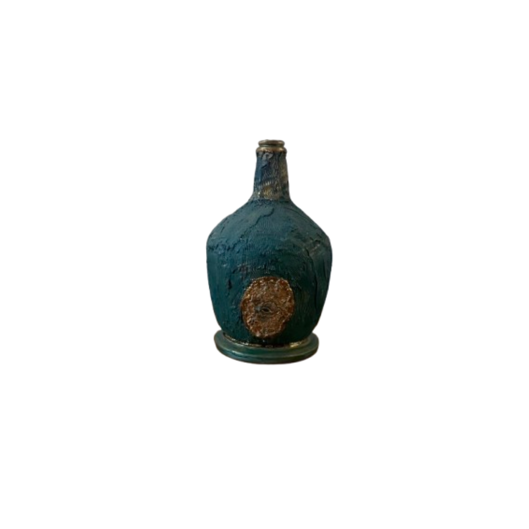 vase bleu vert relief or et oeil
