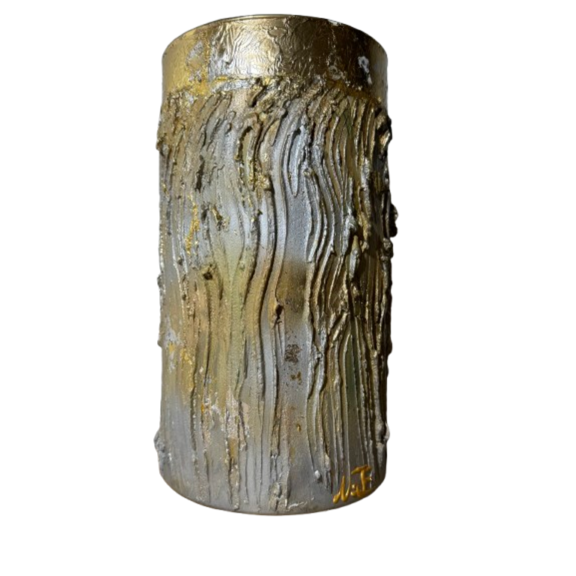 Vase artistique or & argent – Création NaE - Pièce unique